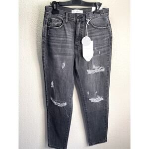 NWT KanCan Women Gray 100% Cotton Mom Style Vici Distressed Jeans Sz  7/27